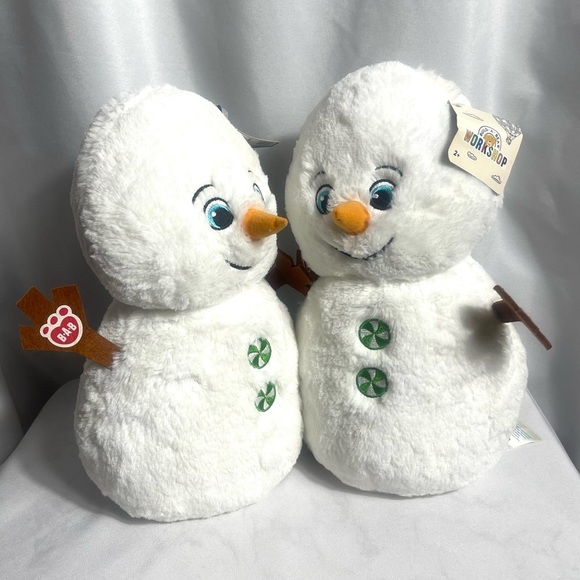 Build A Bear Twin Boy Set White Plush Snowman Toy Christmas Stuffed Animals NWT - Picture 6 of 10